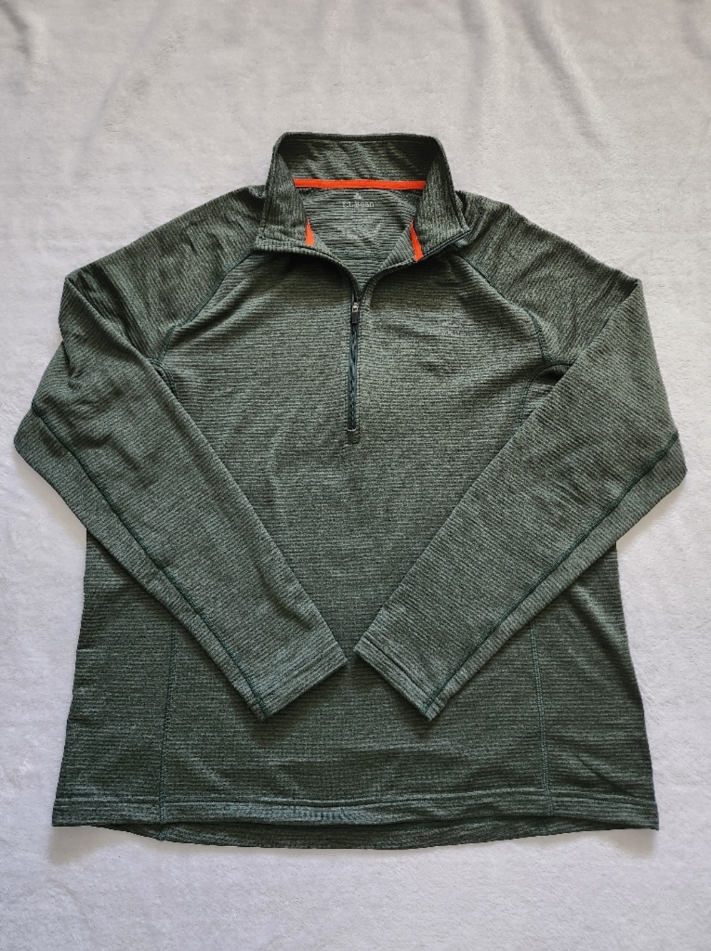L.L. Bean Men's XL Regular Ridge Fleece Quarter-Zip Pullover Olive Green